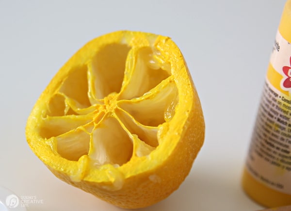 Sliced Lemon painted with yellow paint