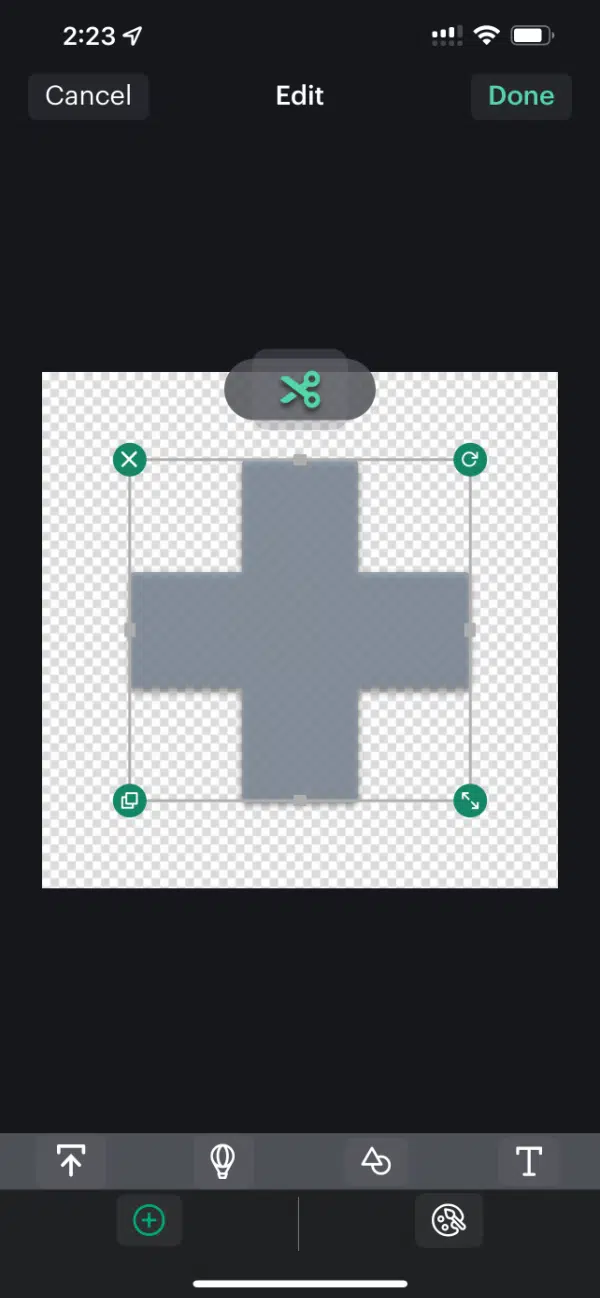 Swiss Cross Shape shown using the Cricut App.