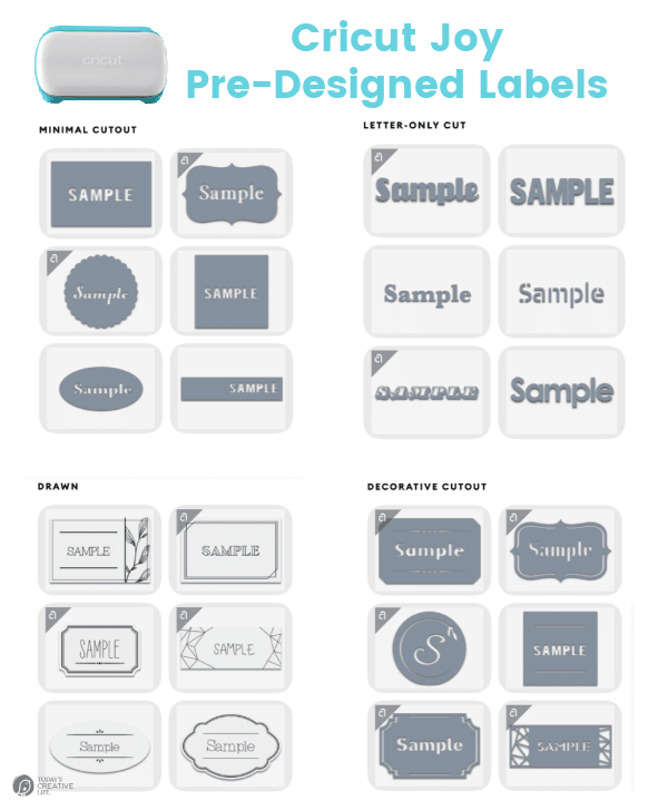 cricut joy pre-designed label choices