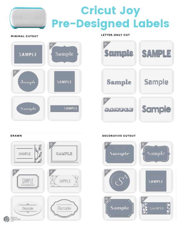 cricut joy pre-designed label choices