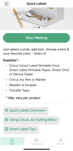 Instructions how to make labels with a cricut from the app