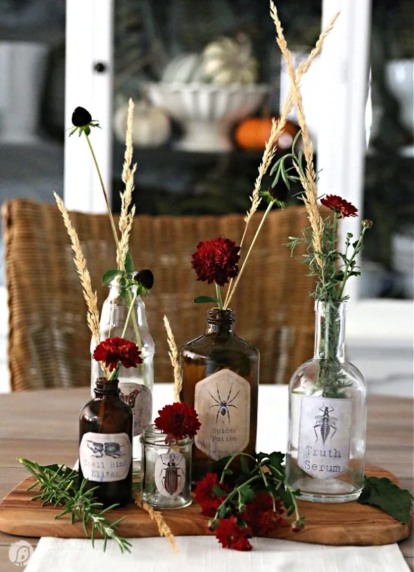 Halloween Apothecary Jars for Halloween decoration on a Table