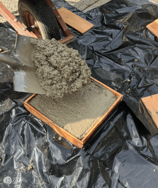 Adding concrete to a concrete form