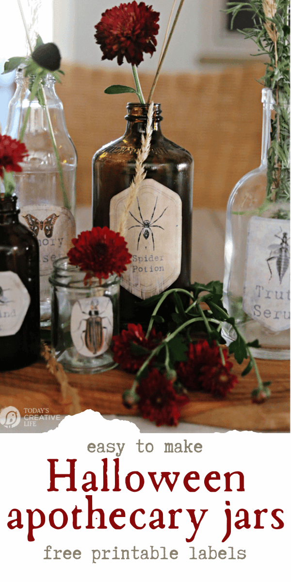 Halloween Apothecary Jars with labels 