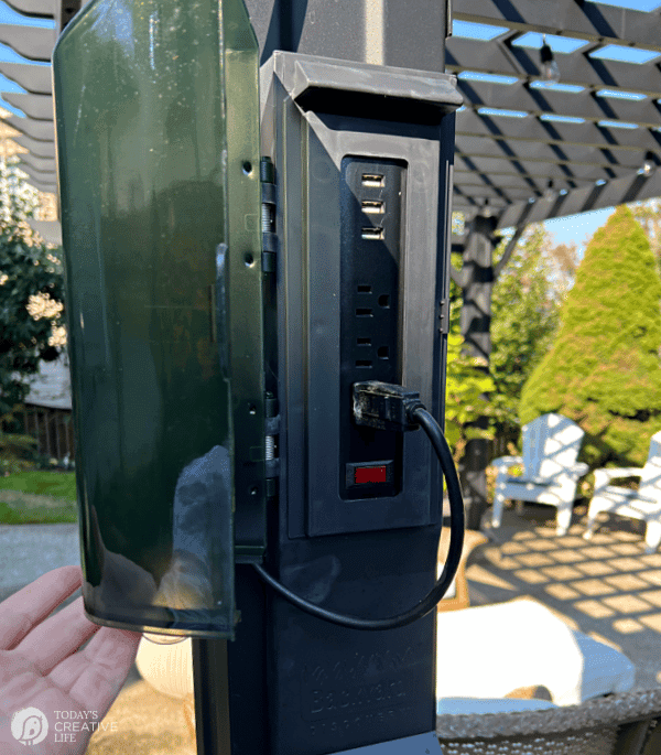 Electrical panel on a pergola