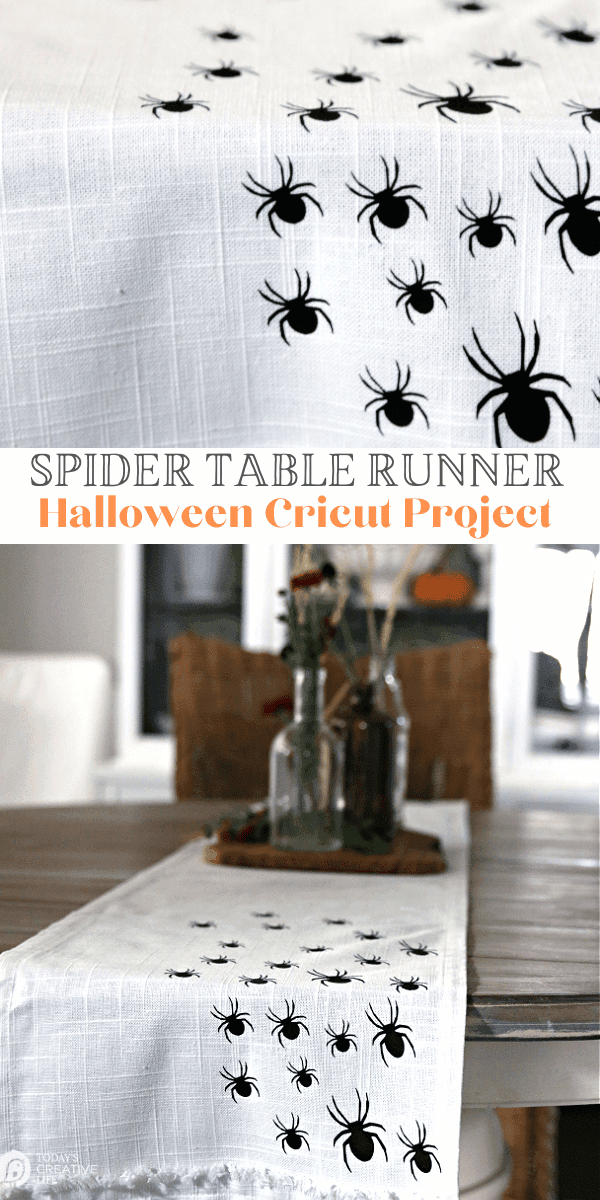 photo collage for diy halloween decor spider table runner