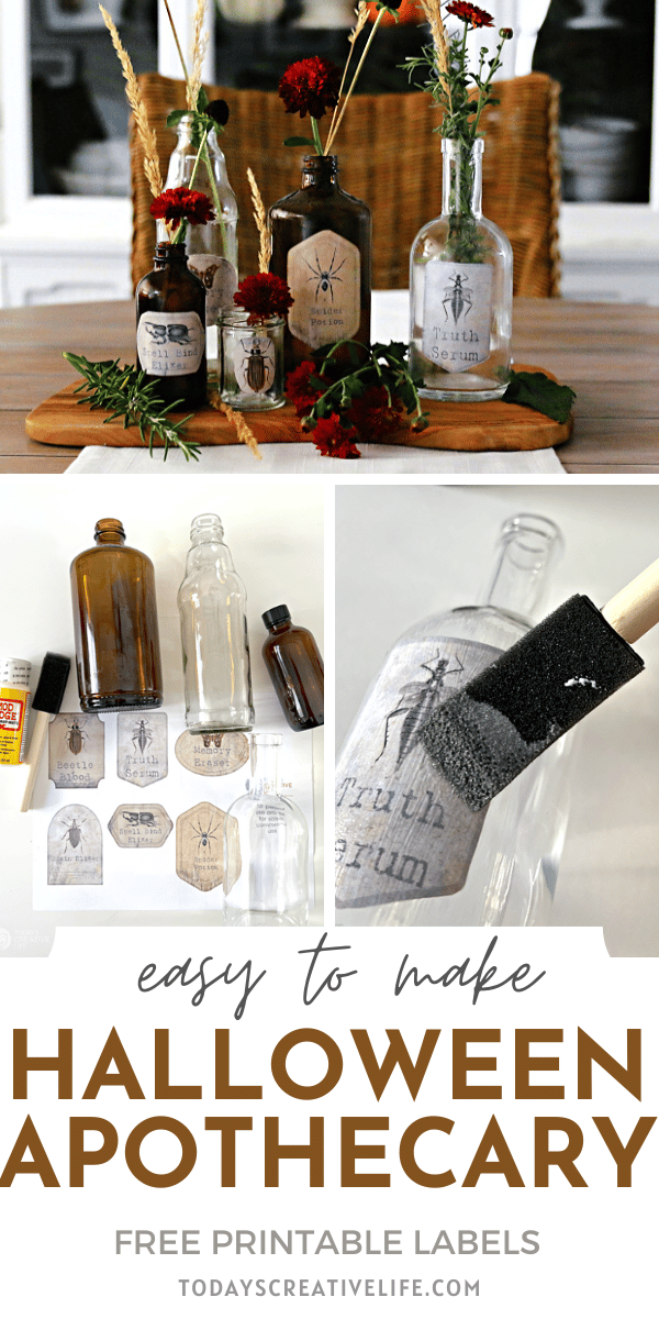 photo collage for DIY Halloween Apothecary Jars