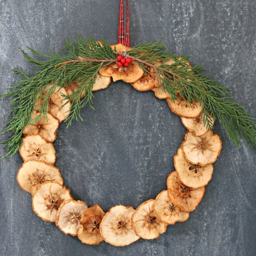 Apple Slice Wreath made with dried apples