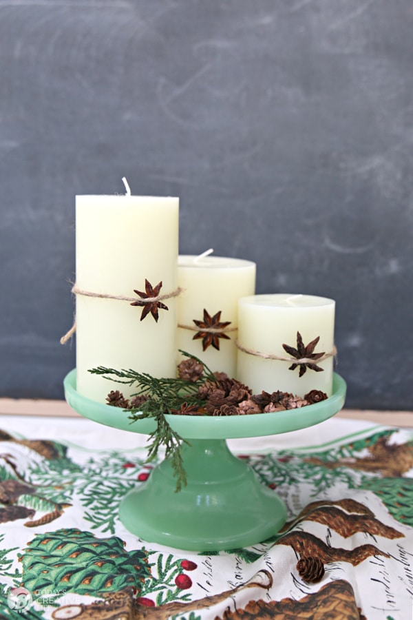 Christmas Candles embellished with anise star seed