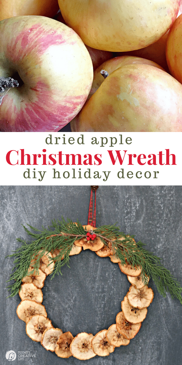 Dried apple wreath made with sliced and dried apples. 