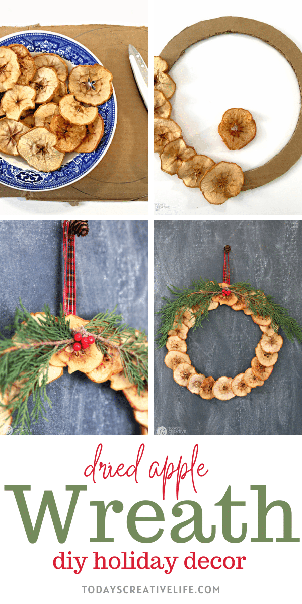 Photo collage of a dried apple wreath tutorial