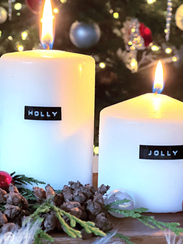 Two white candles | Christmas decor with candles