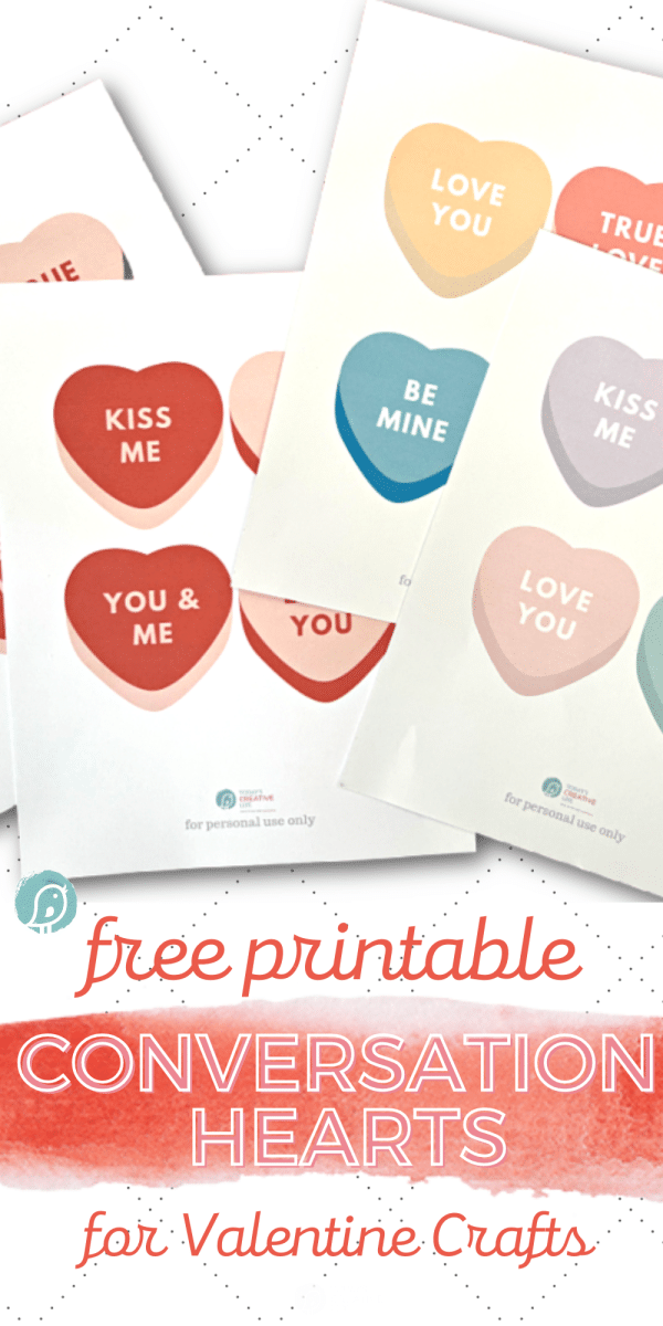 Printable Conversation Hearts for easy Valentine Decor Ideas.