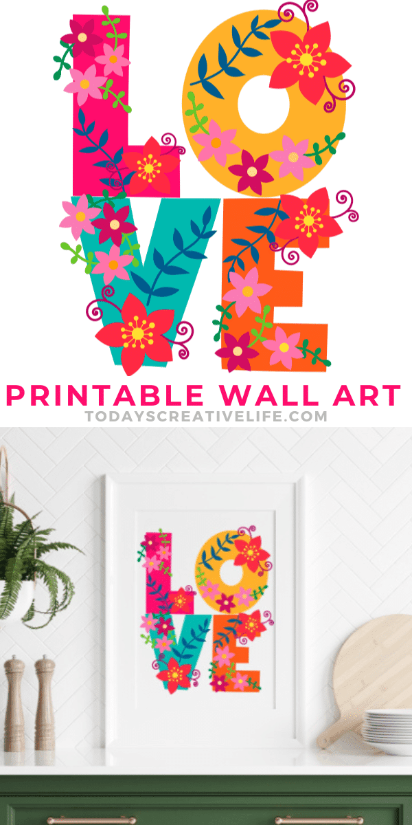 colorful bold LOVE lettering turned into printable wall art.