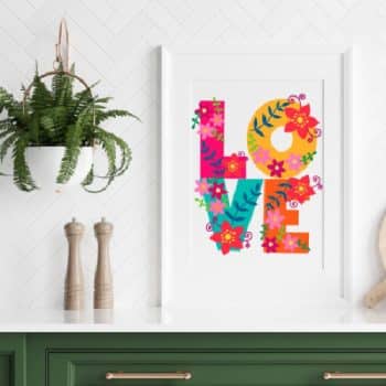 Printable wall decor in a kitchen setting