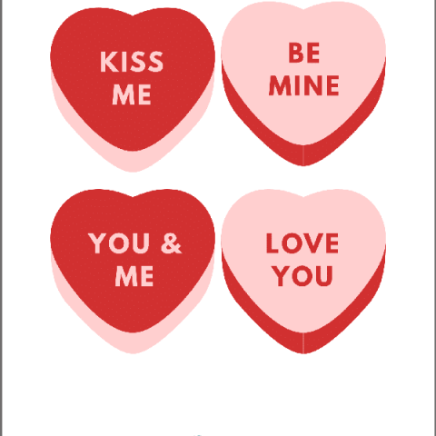 Red and pin printable conversation hearts