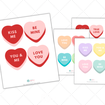 printable sheets that have colorful conversation hearts