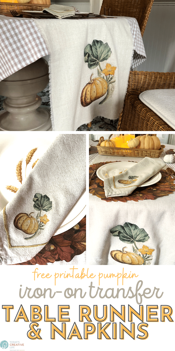 photo collage for iron-on transfer table runner and napkins for Thanksgiving. 