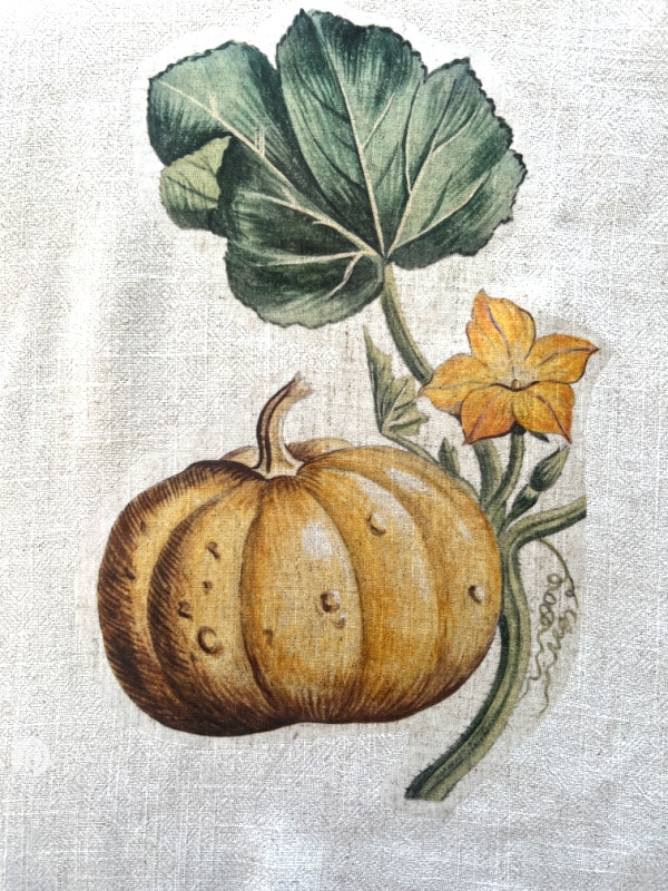 Pumpkin design ironed on linen fabric