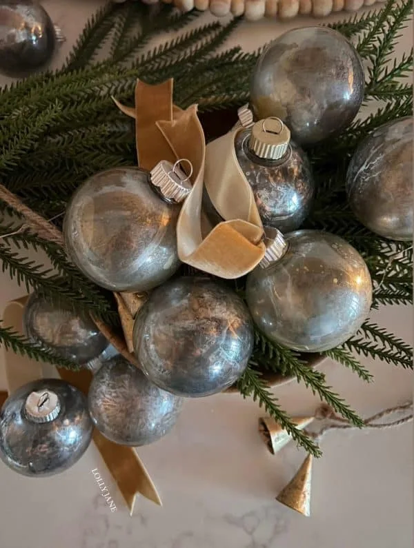 Faux mercury glass ornaments. DIY