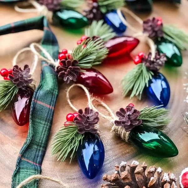 Christmas ornaments made from holiday lights. 