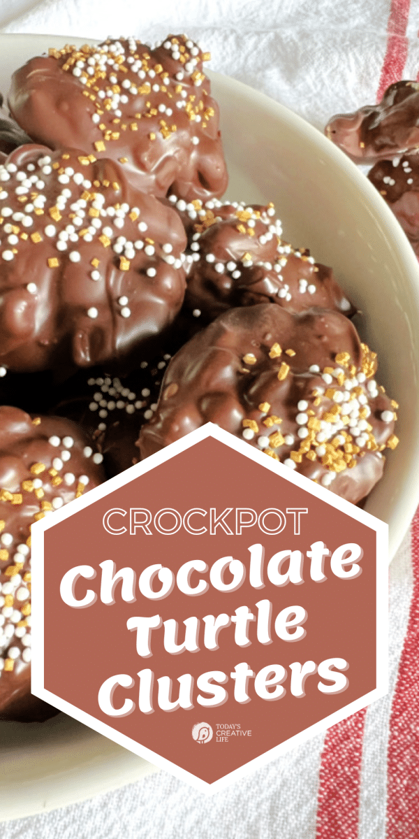 Chocolate Turtle clusters with sprinkles 