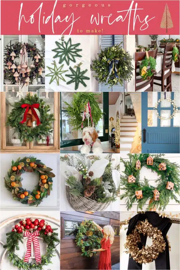 photo collage of several Christmas Wreath ideas