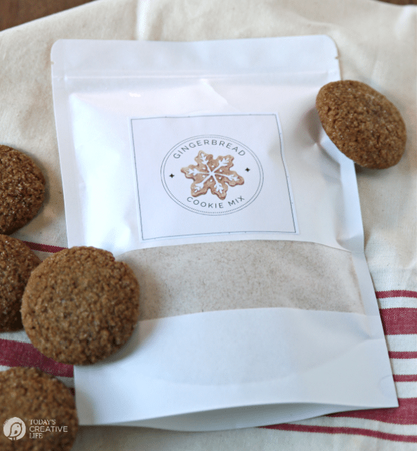 Gingerbread Cookie Mix in a white bag. 