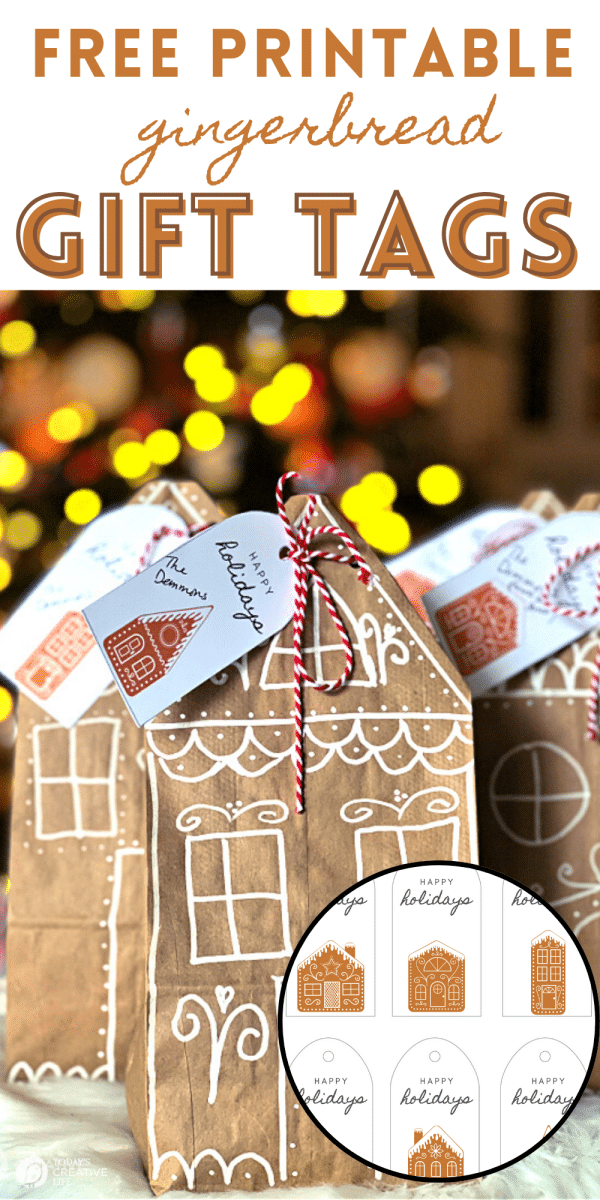 Brown bags made into gingerbread house treat bags. 