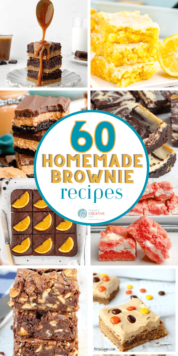 photo collage of homemade recipes for brownies.