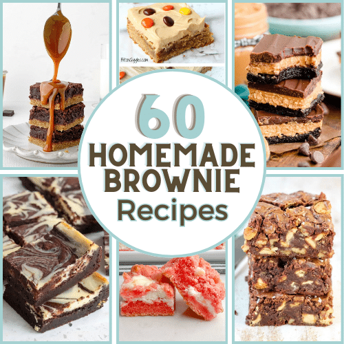 Photo collage of 60 homemade brownie recipes
