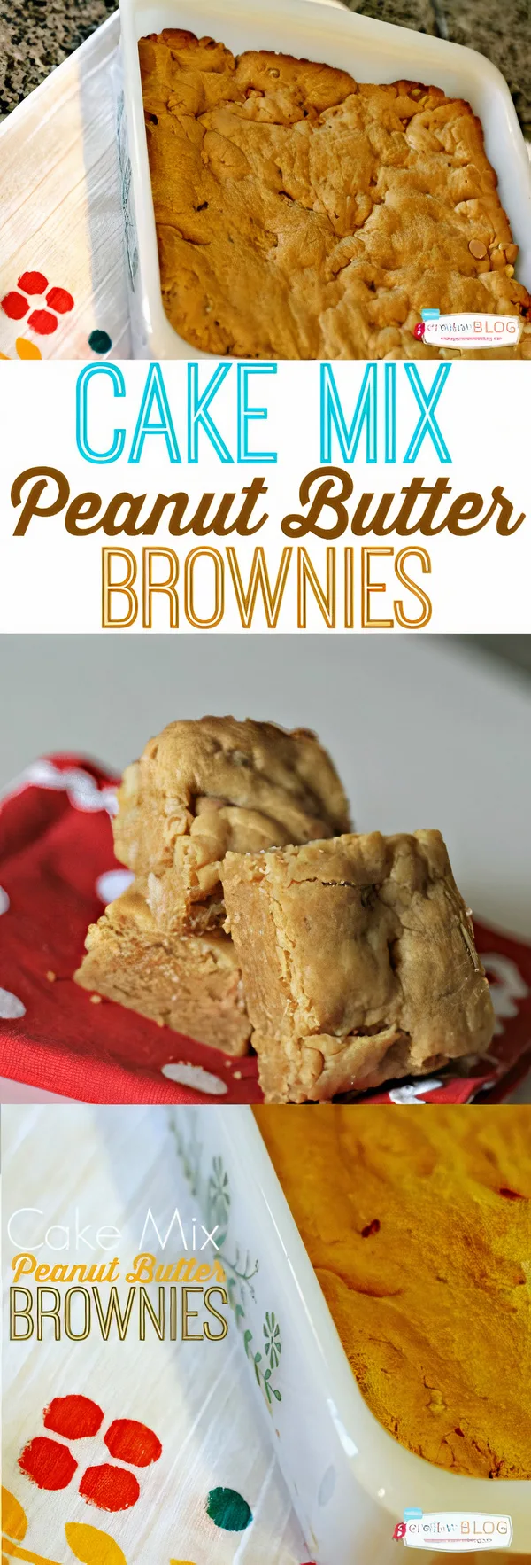 A peanut butter brownie recipe made with a cake mix... what more could you want?! These cake mix brownies are quick and easy to make, and they are SO delicious! #brownies #cakemix #recipe Cake Mix Peanut Butter Brownies photo collage