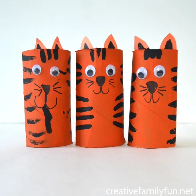 Cardboard Tube Tiger Craft for Kids