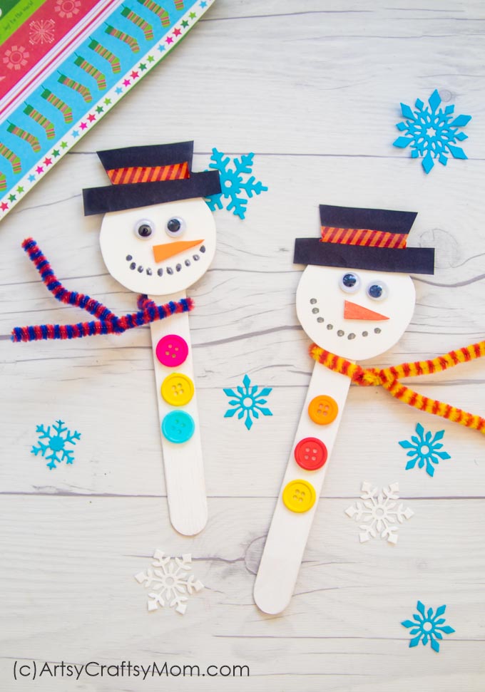 Easy Popsicle Stick Snowman Craft