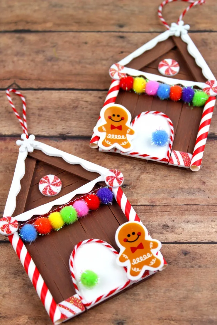 Popsicle Stick Gingerbread House Christmas Ornaments