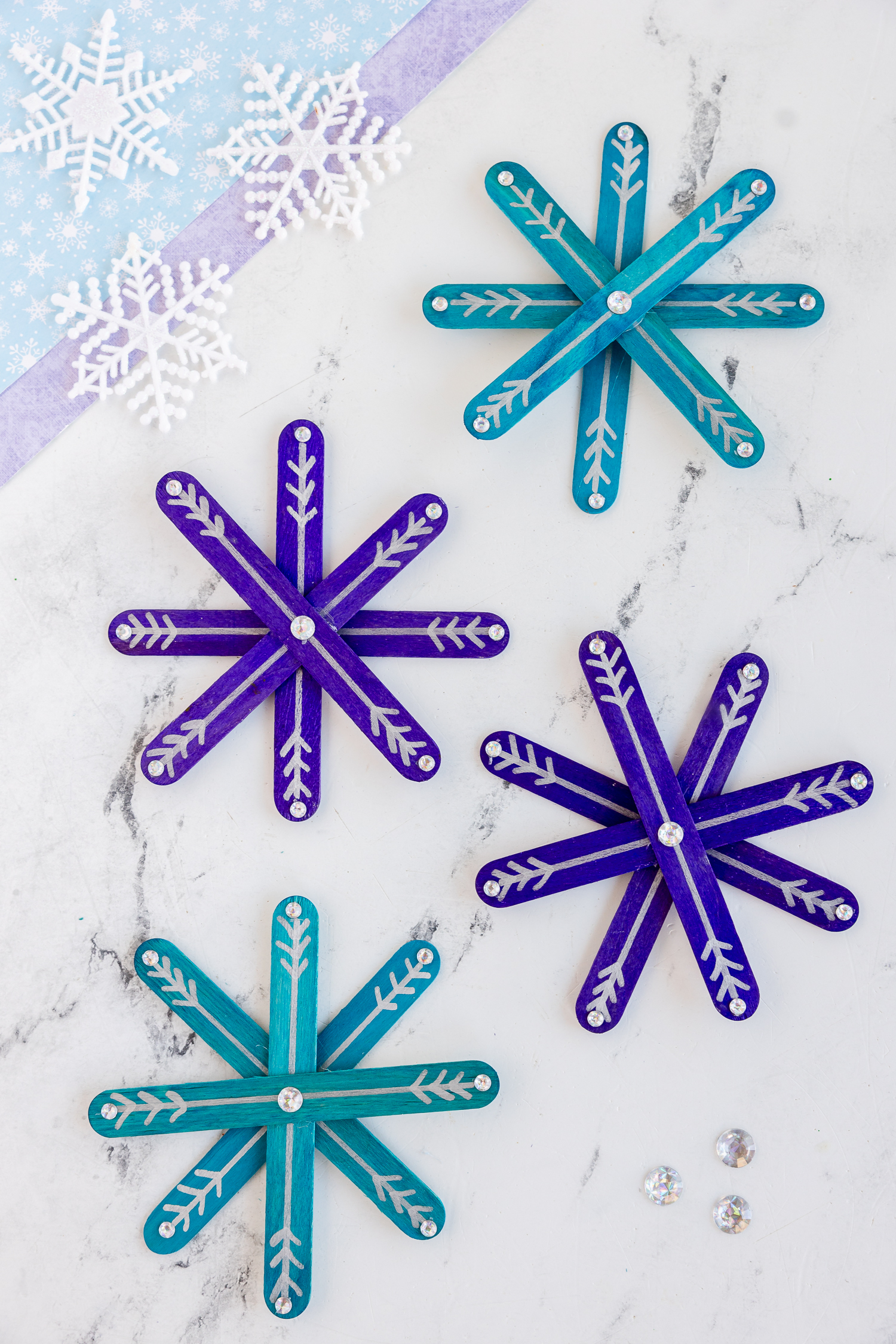 Easy Popsicle Stick Snowflakes Craft