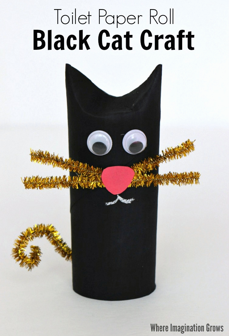 Toilet Paper Roll Black Cat Craft for Halloween