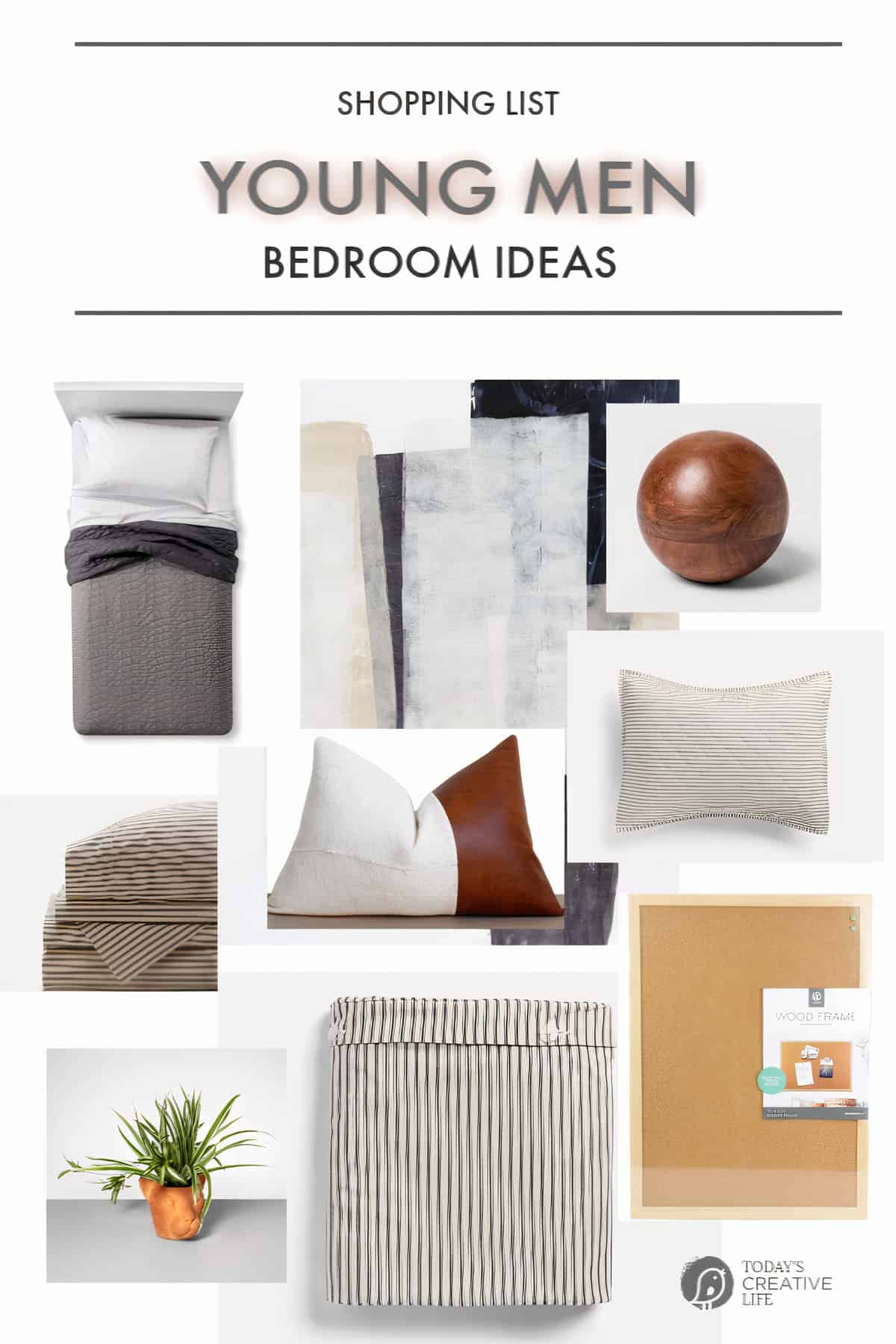 Shopping List for Young Man Bedroom Makeover TodaysCreativeLife.com