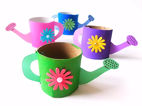 Cardboard Roll Watering Can Craft