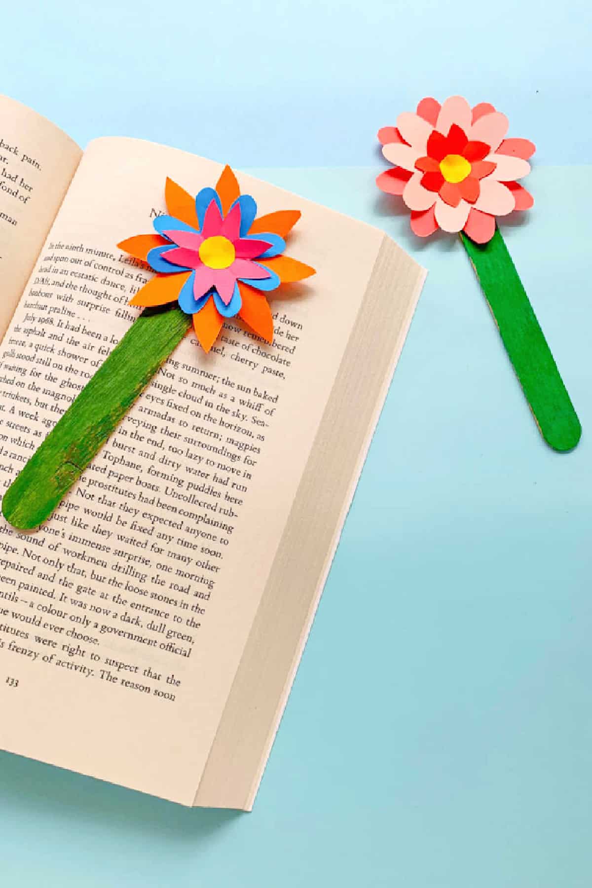 Easy Popsicle Stick Flower Bookmark