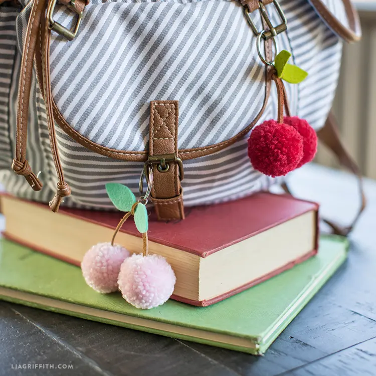 Cherry Pom Pom Keychains