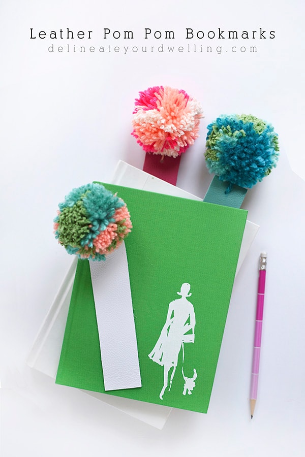 Leather Pom Pom Bookmarks