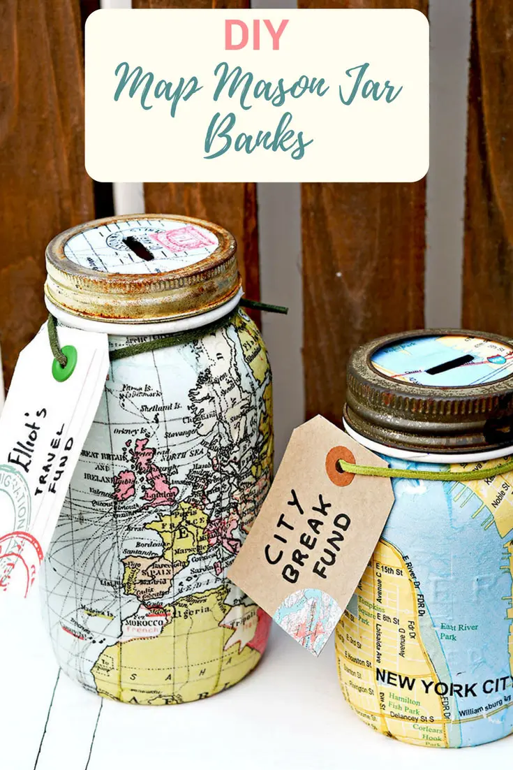 DIY Maps Mason Jar Bank