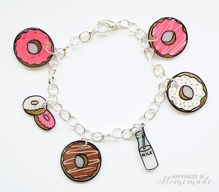 Shrinky Dink Donut Charm Bracelet