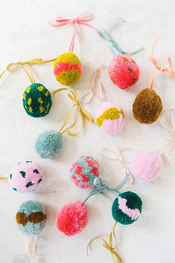 DIY Pom Pom Easter Egg Tree