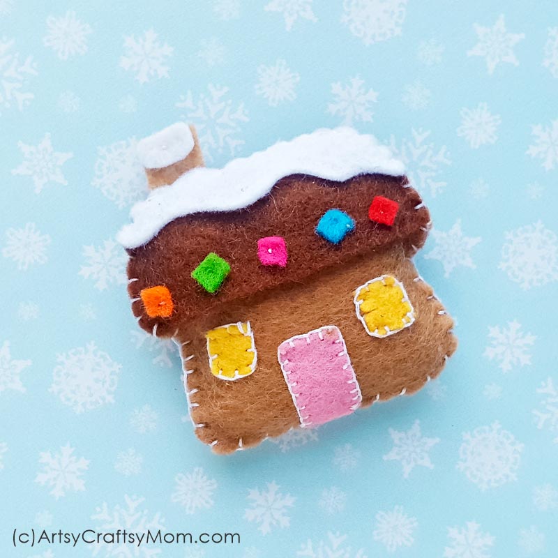 DIY Felt Gingerbread House Christmas Ornament