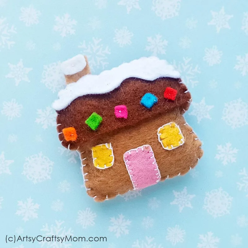 DIY Felt Gingerbread House Christmas Ornament