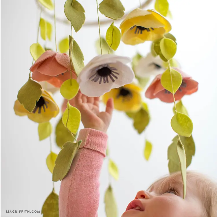 Felt Anemone Flower Mobile