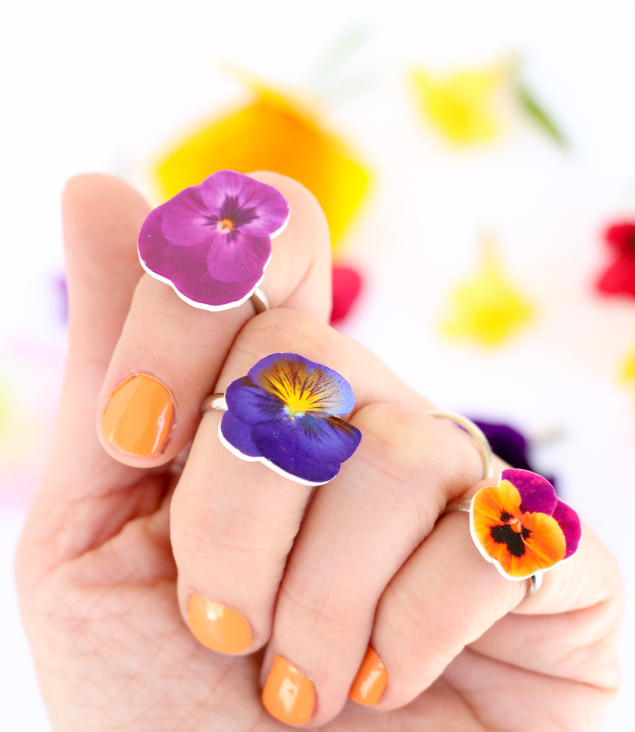 Shrinky Dink Wildflower Rings