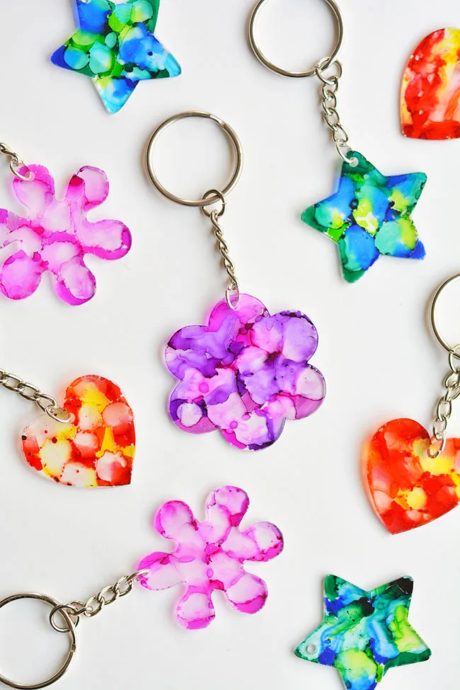 Tie Die Shrinky Dink Keychain